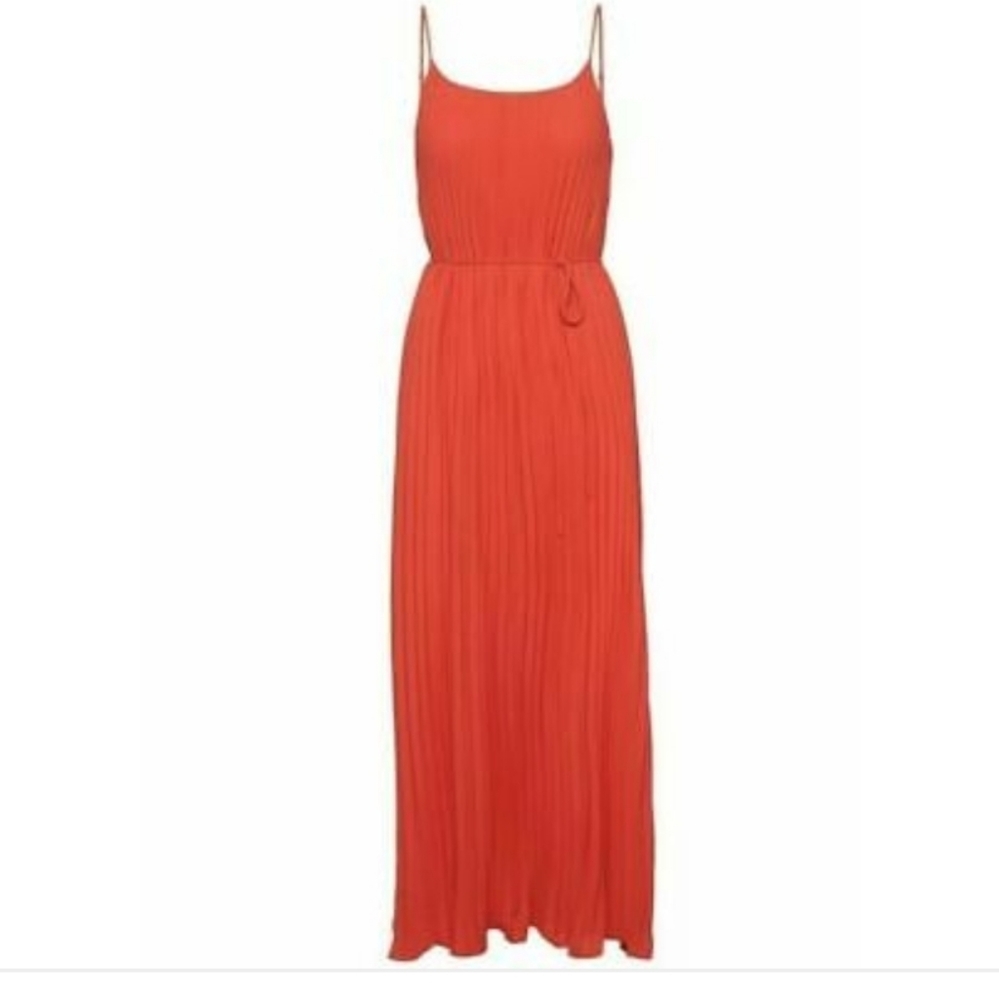 Banana Republic Orange Pleated Maxi Dress